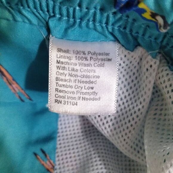 Crown & Ivy Teal Parrot Swim Trunks Mens Sz M - Picture 8 of 8